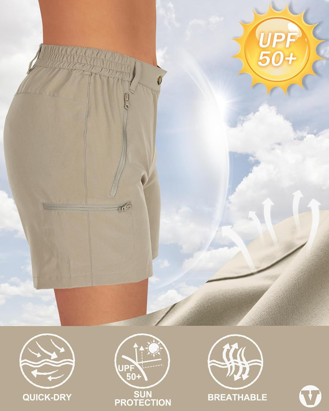 Outdoor Ventures Kurze Hose Damen UPF50+ UV Schutz Wander Shorts Sommer Leicht Trekking Shorts Stret