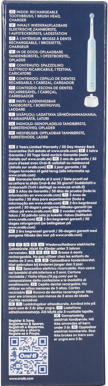 Oral-B Wiederaufladbare elektrische Zahnbürste Series 1 Blau mit 1 Ersatzbürste. 1 Zahnbürste