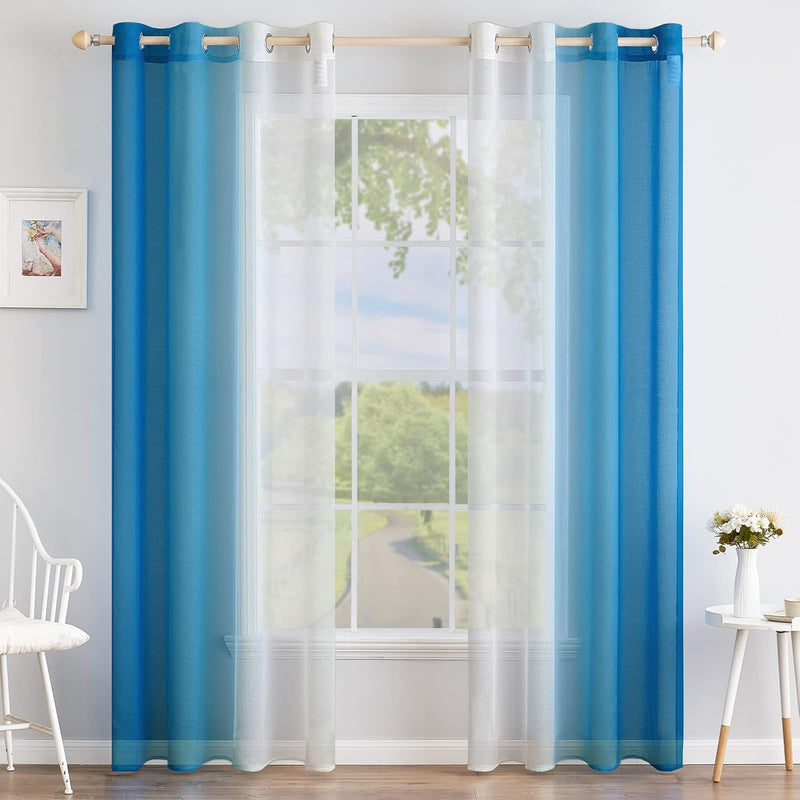 MIULEE 2er Set Voile Vorhang Zweifarbiger Vorhang mit Ösen Transparente Gardine Ösenschal Fenstersch