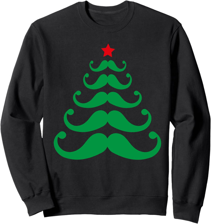 Mustache Christmas Tree Design Sweatshirt