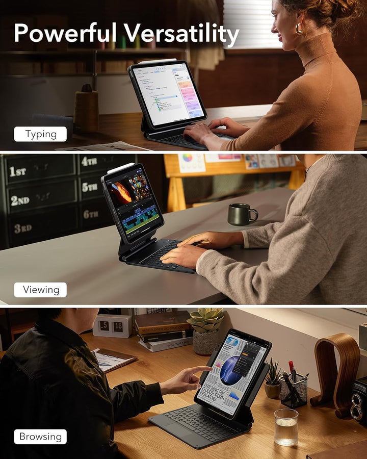 ESR iPad Pro 13 Zoll (M4, 2024) Hülle mit Tastatur, Tastaturhülle mit Einzustellendem Magnetständer,
