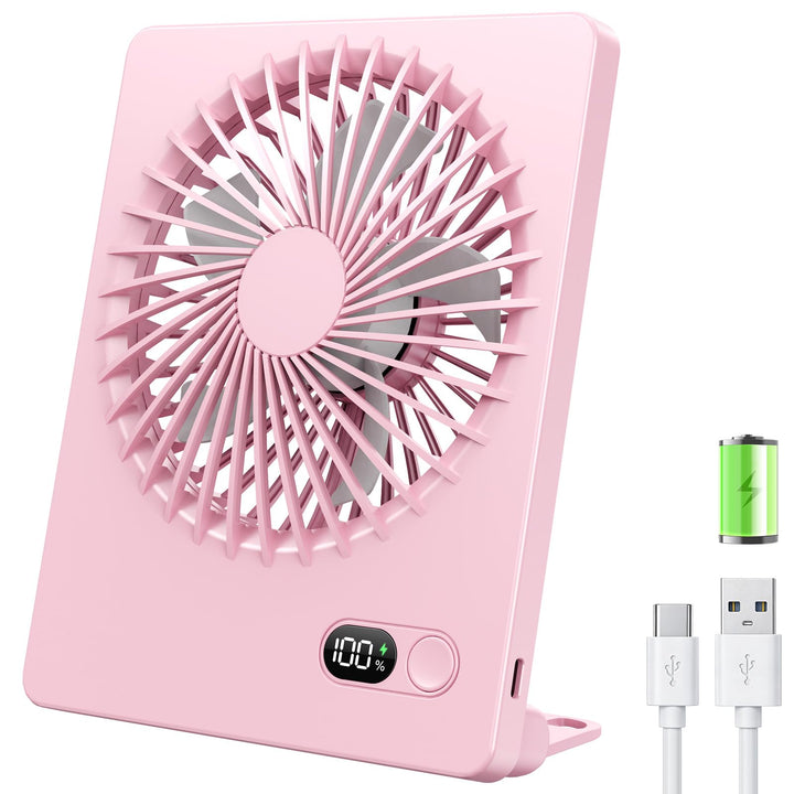 TriPole Leiser Tischventilator, 2000mAh USB Akkuventilator mit LED-Akkuanzeige, Laufzeit 6-16 Std, 3