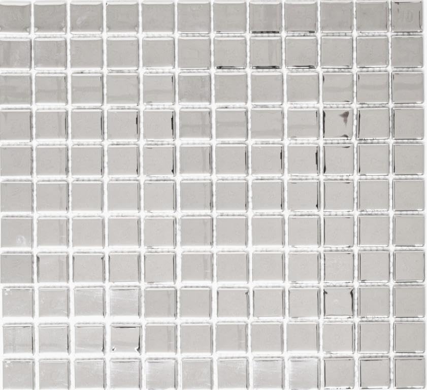 Mosaik Quadrat Crystal uni silber Glasmosaik Transluzent Transparent 3D Fliesenspiegel, Mosaikstein
