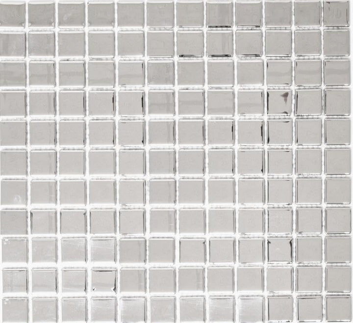 Mosaik Quadrat Crystal uni silber Glasmosaik Transluzent Transparent 3D Fliesenspiegel, Mosaikstein