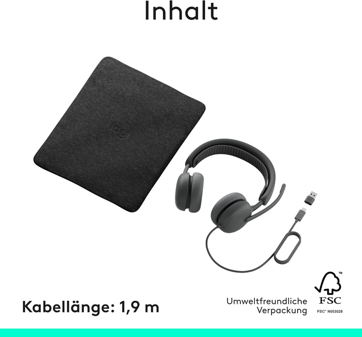 Logitech Zone Wired 2 – Headset mit Geräuschunterdrückung und Adaptive Hybrid-ANC, USB-C mit USB-A-A