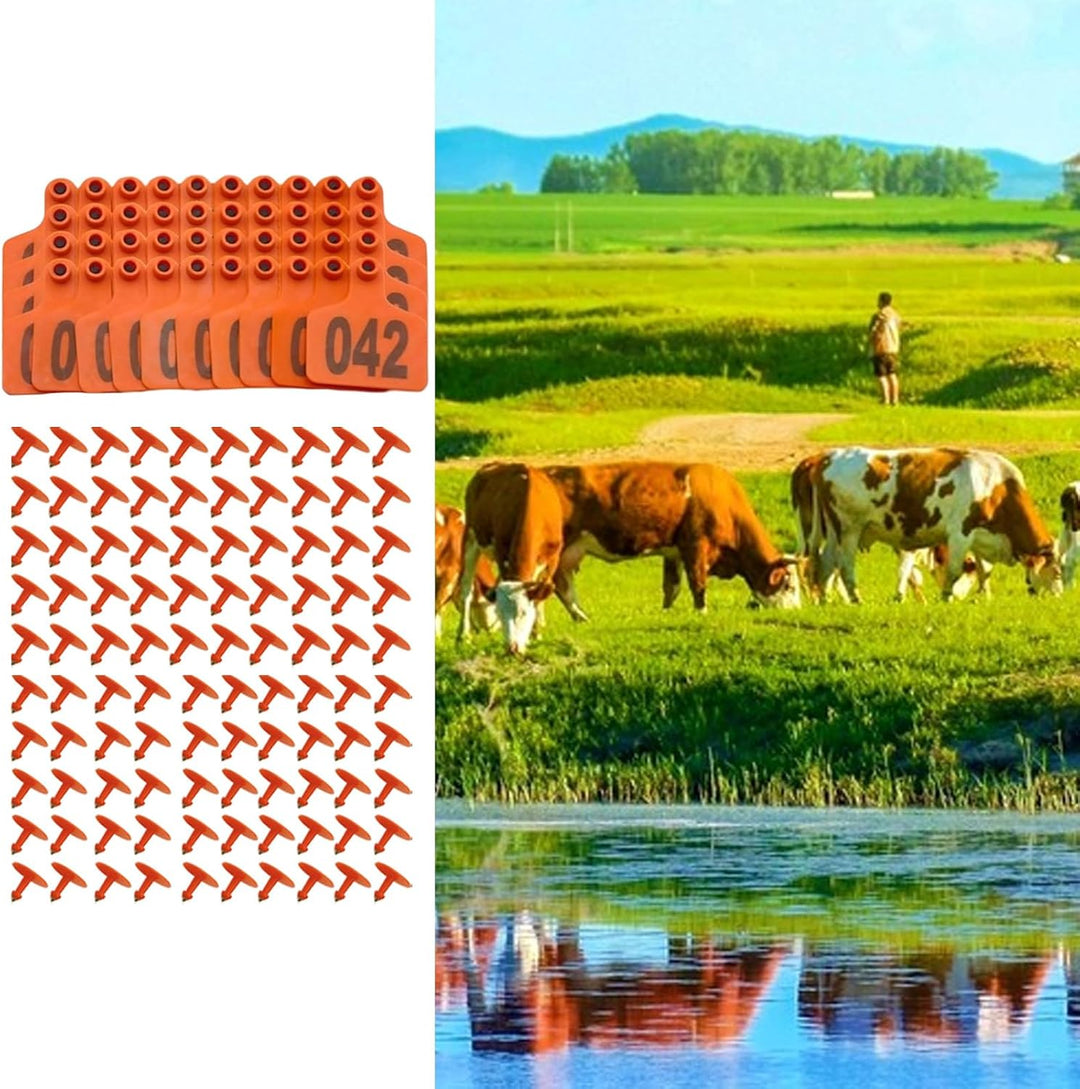 Ear Tags Cattle, Numbered Cattles Ears Tags 1-100, Soft Animal Identification Tool, Sturdy Farm Tagg