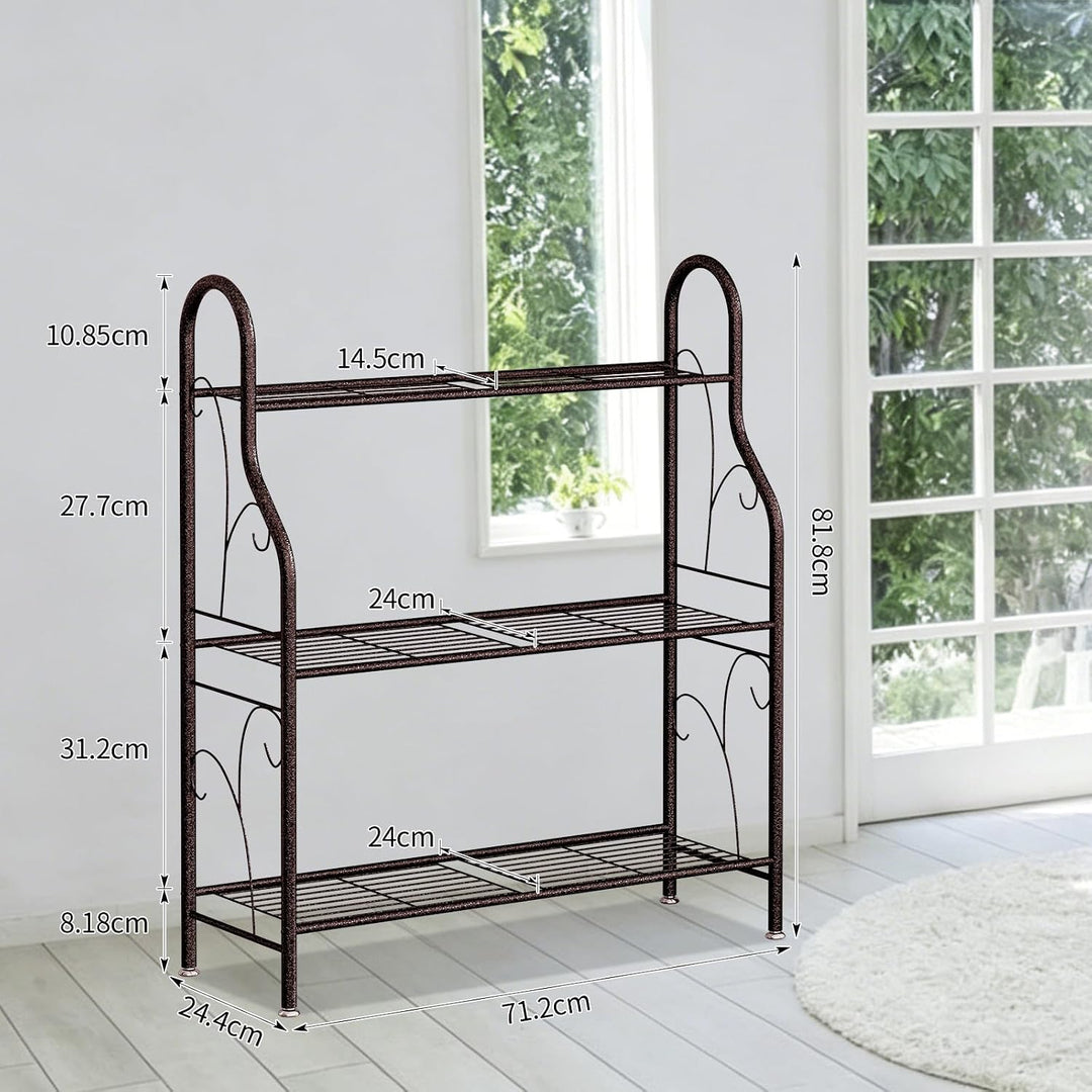 Pflanzenständer Indoor Outdoor Pflanzenregal 3 Etagen Metall Eckhalter für Wohnzimmer Balkon Garten