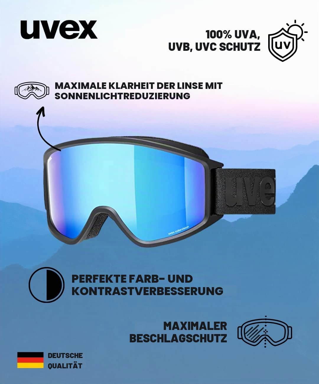 uvex Unisex G.gl 3000 Cv Skibrille (1er Pack) Einheitsgrösse black mat/blue-green, Einheitsgrösse bl
