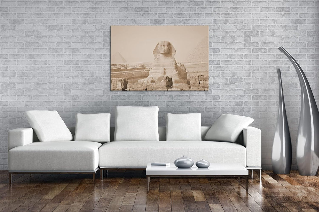 deyoli Sphinx in Ägypten Format: 80x60 Effekt: Sepia als Leinwandbild, Motiv fertig gerahmt auf Echt