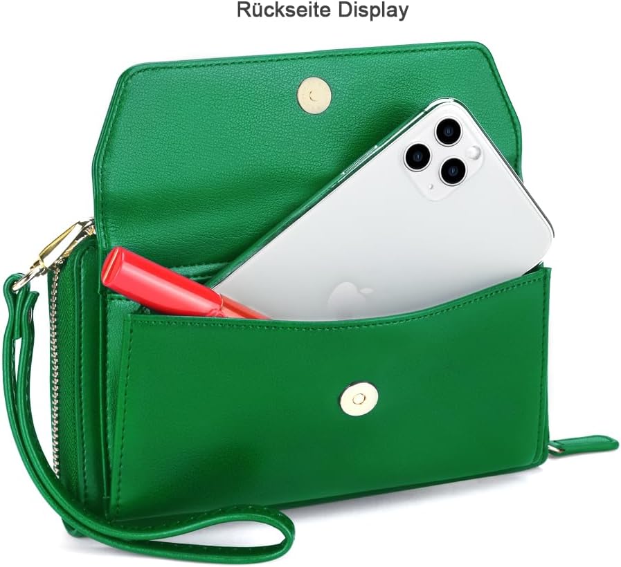 nuoku Geldbörse Damen mit RFID, Kleine Portemonnaie Damen mit Kreditkarten Etuis, Handytasche zum Um