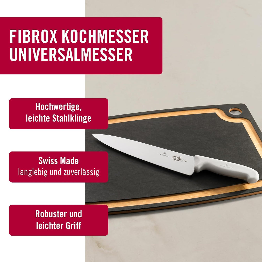 Victorinox Fibrox Kochmesser, Breites Universalmesser für Fleisch, Fisch, Gemüse und Kräuter, 25 cm,
