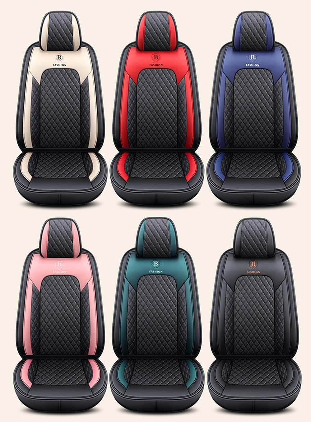 ibon Autositzbezüge Set Leder, 5-Sitze Universal-Sitzbezüge Auto Vordersitze und Rückbank Komplettse