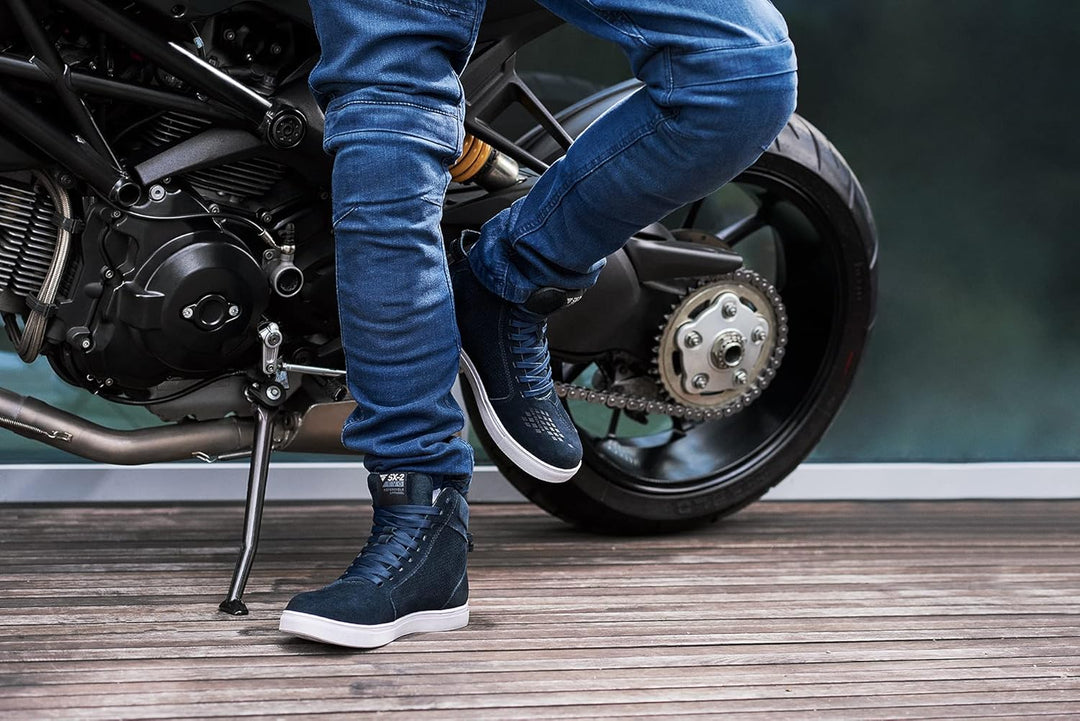 SHIMA SX-2 EVO Motorradschuhe für Herren - Atmungsaktiv, Verstärkte Leder Biker Motorradstiefel Männ