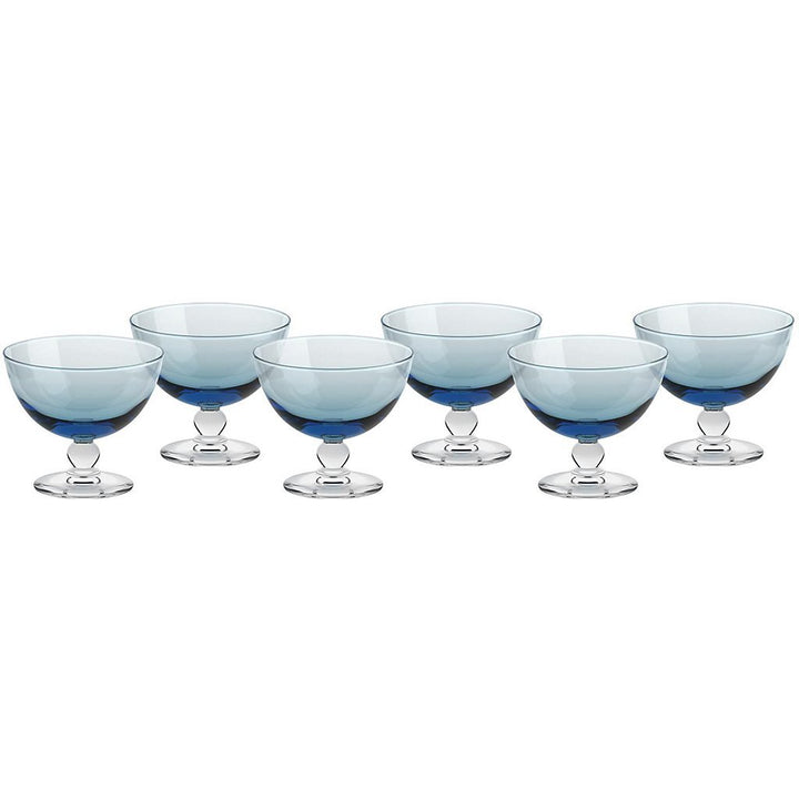 CRISTALICA Eisschale Eisbecher Dessertschale 6er-Set aquablau Piccolo Colori 280ml Gelato