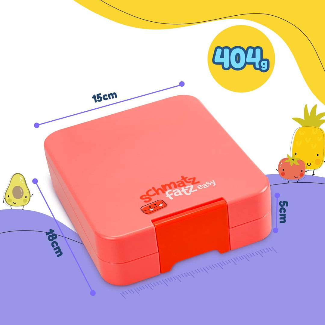 schmatzfatz easy Snackbox, mit Fächern, Brotdose, Lunchbox, Bento Box, Geschenk für Kinder (Coral),