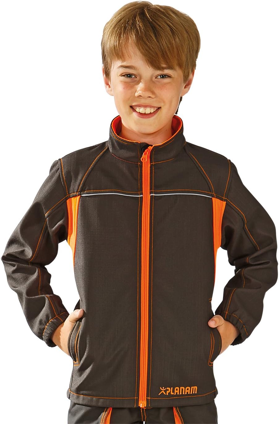 Grösse 122/128 Kinder Planam Junior Softshelljacke oliv orange Modell 6132 Oliv/Orange 128, Oliv/Ora