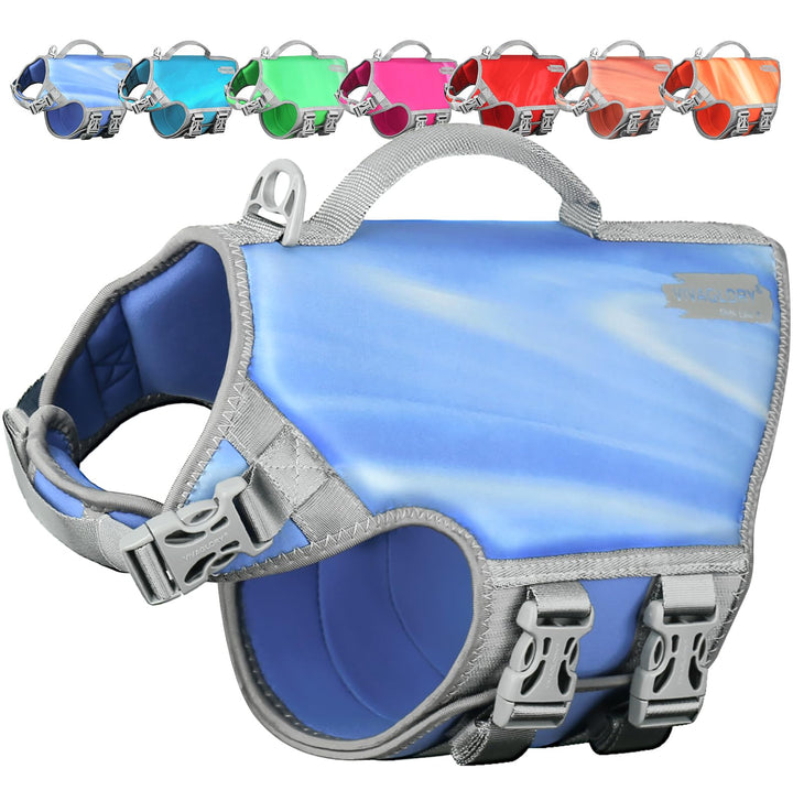 VIVAGLORY Neoprene Schwimmweste Hund, Rettungsweste Hund für Bootfahren, Schwimmweste, Schwimmhilfe