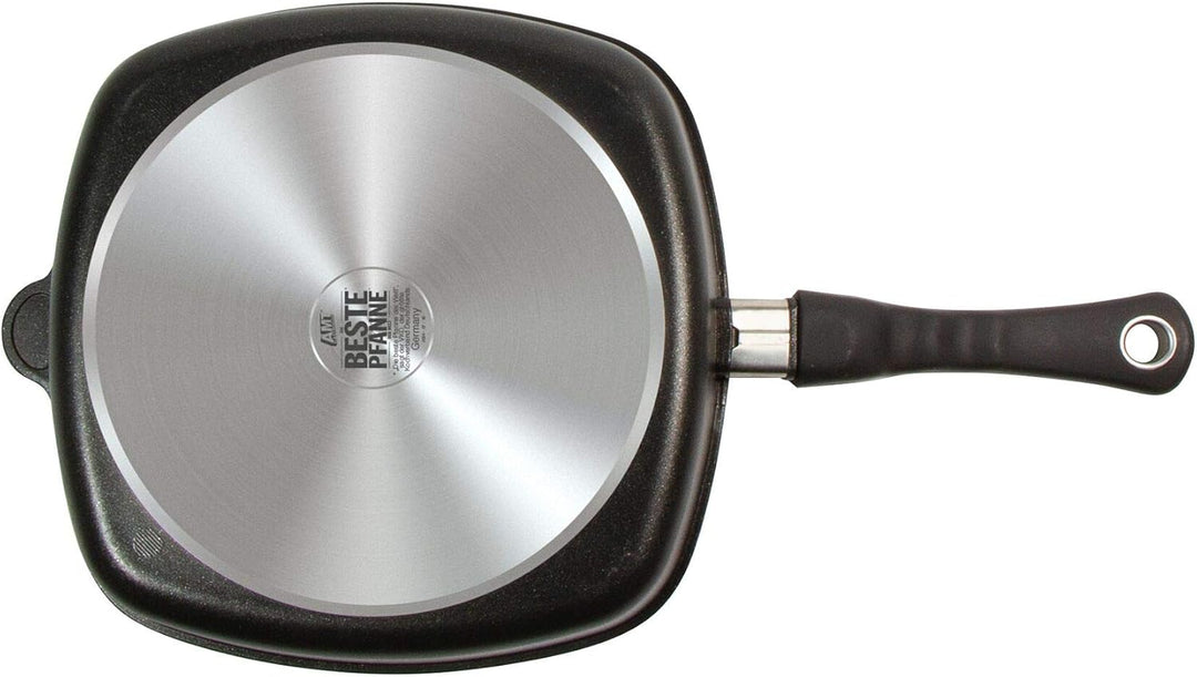 AMT Gastroguss E285BBQ Eckpfanne mit Rautengrillboden, 28 x 28 cm,Schwarz 28 cm x 28 cm, 28 cm x 28