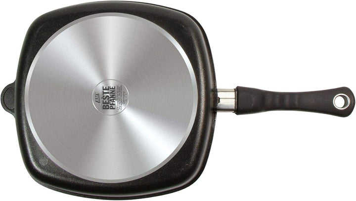 AMT Gastroguss E285BBQ Eckpfanne mit Rautengrillboden, 28 x 28 cm,Schwarz 28 cm x 28 cm, 28 cm x 28