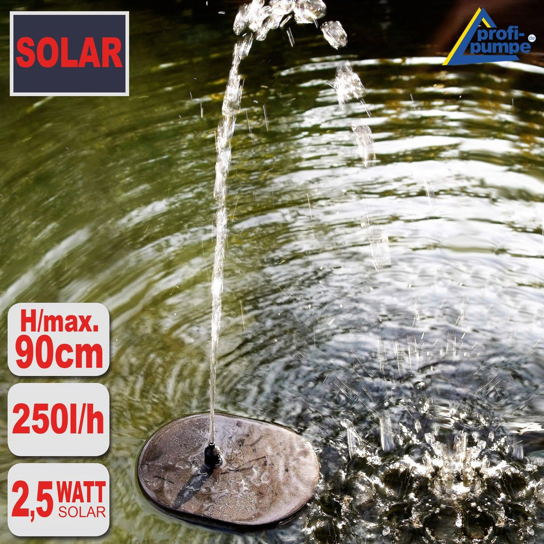 Solar Teichpumpe Garten Brunnen Oasis 250-1 Solarbrunnen Springbrunnen Wasserspiel mit Stabilem Alu-