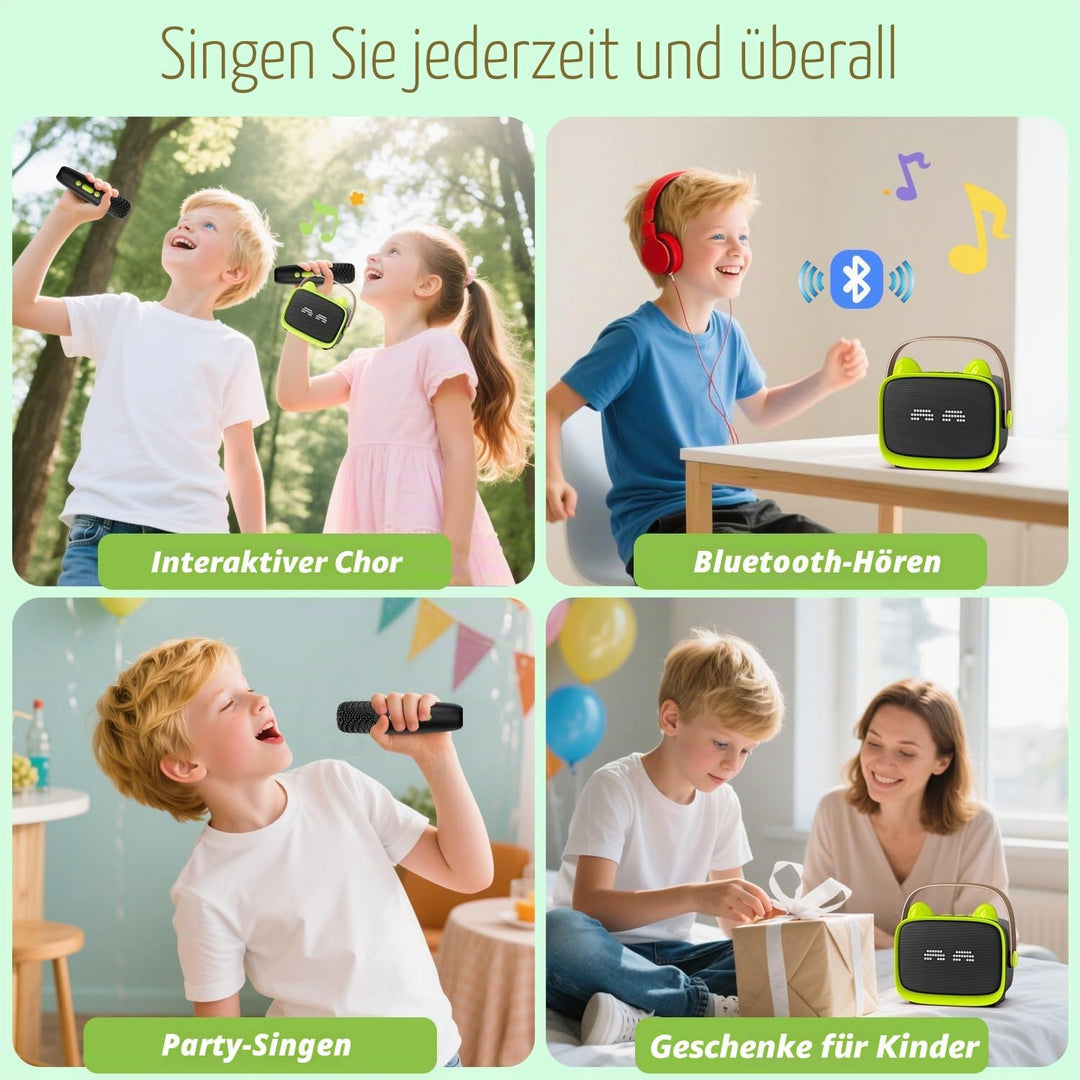 Karaoke Maschine mit 2 Karaoke Mikrofonen Kinder: Mini Karaoke Maschine Geschenk Mädchen mit Mikrofo