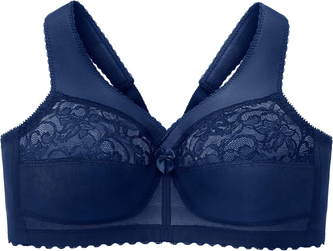 Glamorise Damen Bügelloser MagicLift-Stütz-BH für grosse Grössen Nr. 1000 80B Blau, 80B Blau