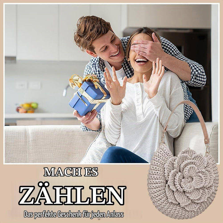 FREEBLOSS Häkeltaschen-Set für Anfänger mit Schritt-für-Schritt-Videos Stricktasche mit Blumen
