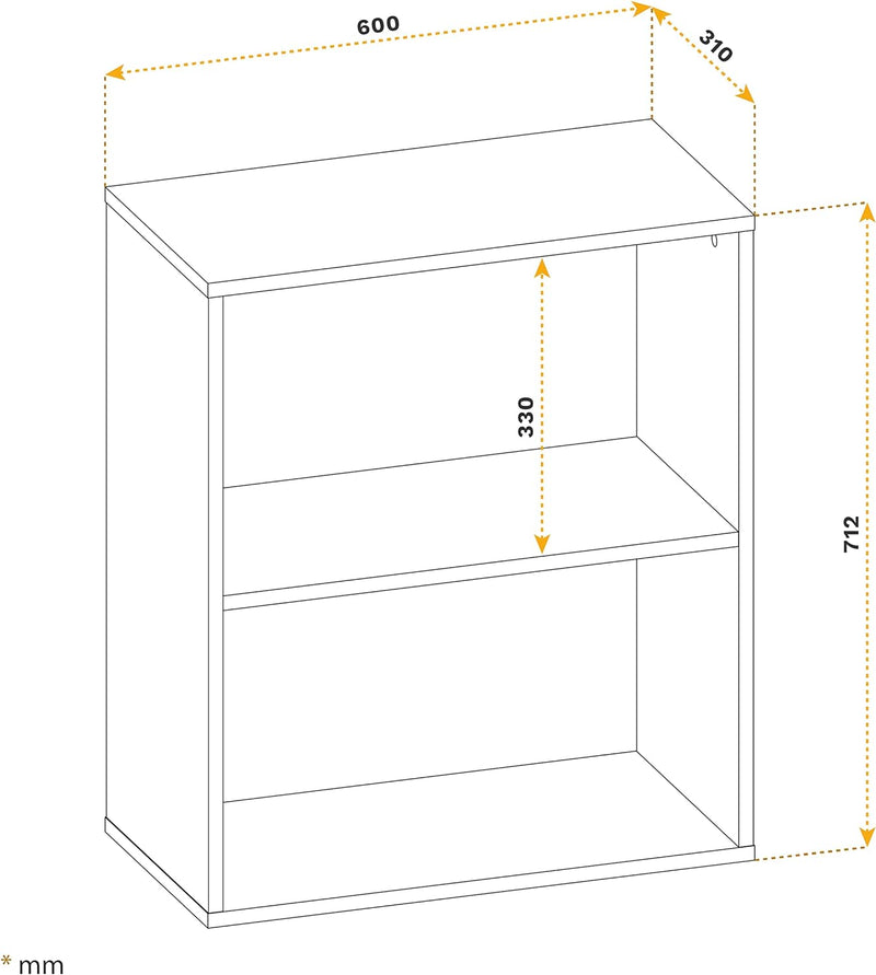 RICOO Bücherregal 2 Fächer 71 x 60 x 31 cm Regal Spannplatte aus Holz Modern grau WM111-PL, Standreg