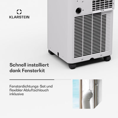 Klarstein mobile Klimaanlage mit Abluftschlauch, 7000 BTU - praktischer Luftentfeuchter, Ventilator