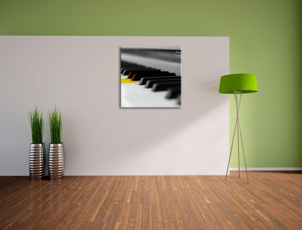 Pixxprint schönes Klavier mit gelben Tasten als Leinwandbild/Grösse: 70x70 cm/Wandbild/Kunstdruck/fe