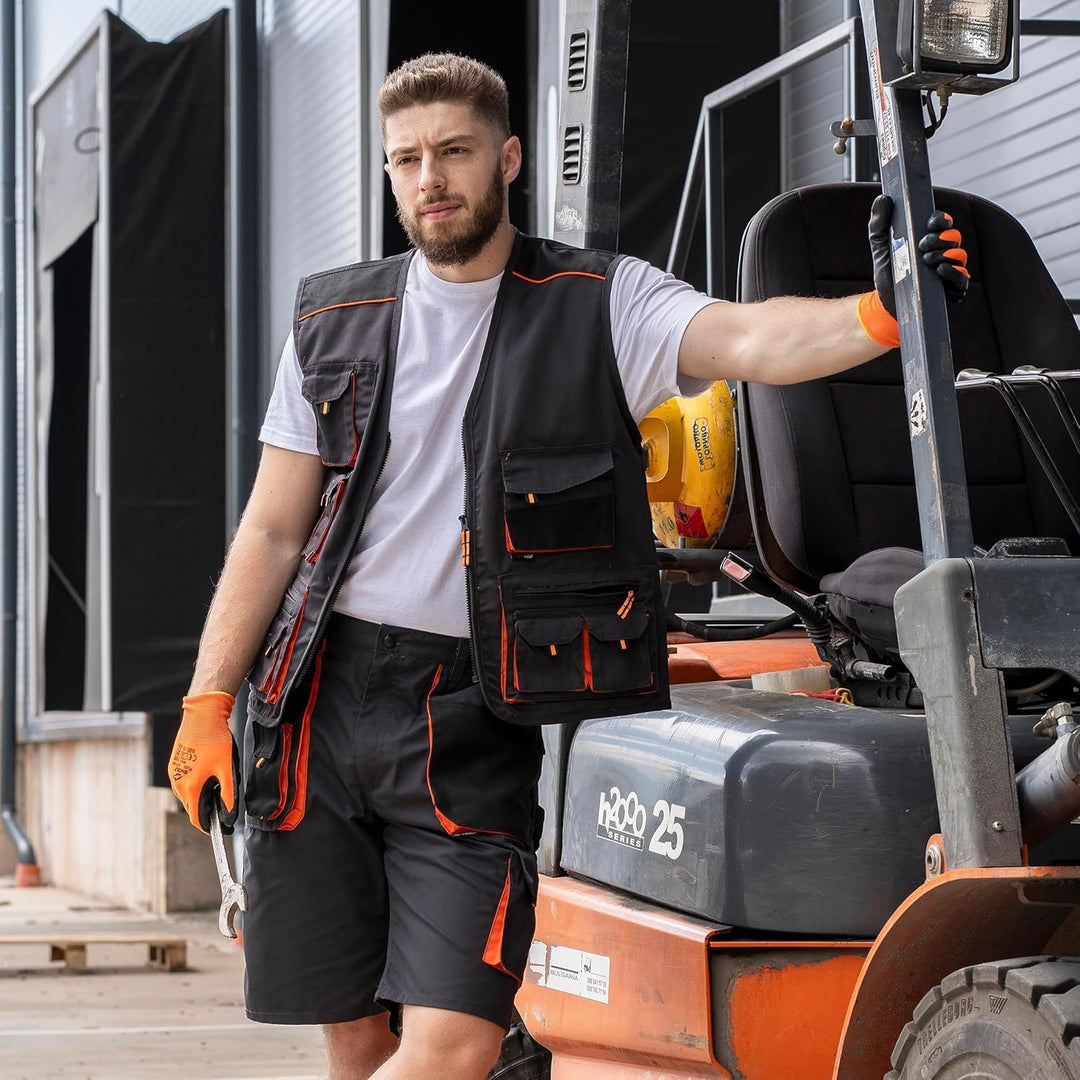 BWOLF Atlas Multifunktionale Arbeitsweste Herren Arbeitsweste Classic Grau/Orange S Grau/Schwarz/Ora