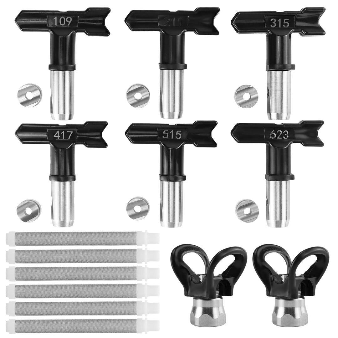 QWORK® 14-TLG Airless Düse Set Inklusive 6 Airless Farbsprühdüsen, 6 Spitzendichtung, 2 Düse Sitz, 6