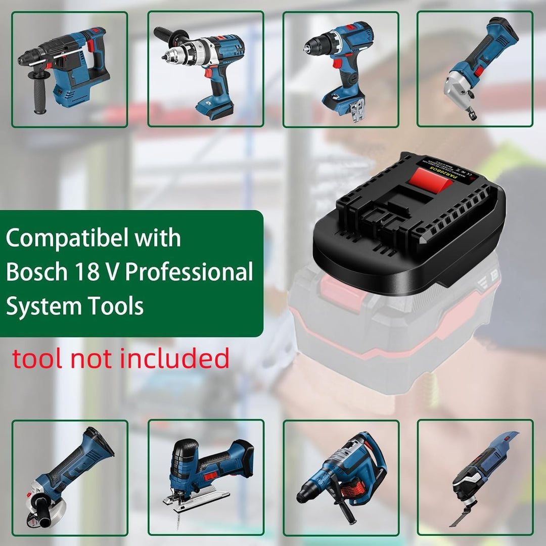 PAR20BOS Akkuadapter für Parkside auf Bosch GBA 18V Akku, Konverter für Parkside 20V XTeam-Akku auf