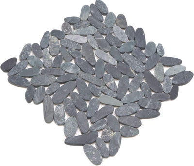 Mosaik Kiesel geschnitten grau schwarz Flusskiesel Steinkiesel Steinteppisch Flussstein Kieselmosaik