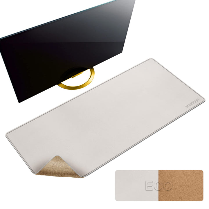 MAIDERN Schreibtischunterlage 100x40cm, Kork &amp; PU-Leder Zweiseitig Tischunterlage,Extra Grosse Mausp
