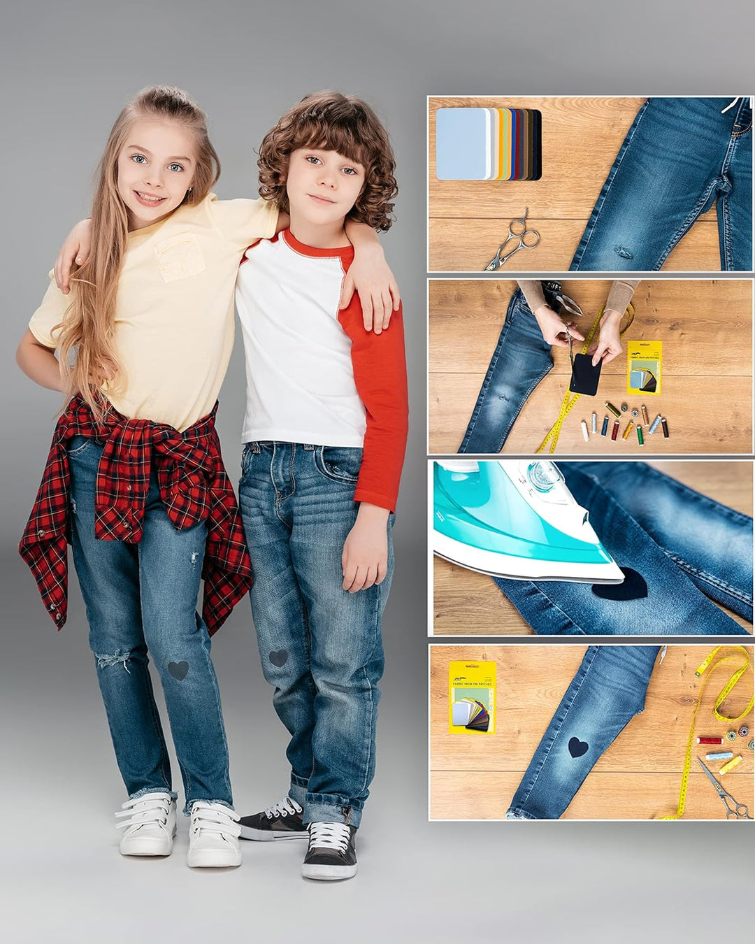 ZEFFFKA 2PACK Kleider-Flicken zum Aufbügeln für Innen und Aussen Stärkster Kleber 100% Baumwolle Ver