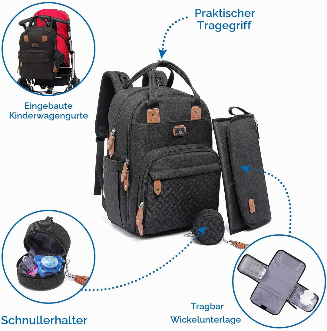 Wickeltasche Rucksack - Dikaslon Grosser Wickelrucksack mit Multifunktions-Babytaschen und mobiler W