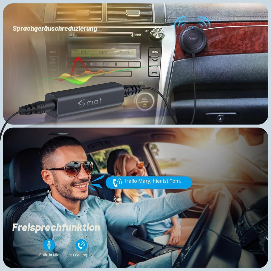 Bluetooth Autoadapter, AUX Bluetooth Adapter für Auto mit Erdungsring, Geräuschisolierung, für Freis