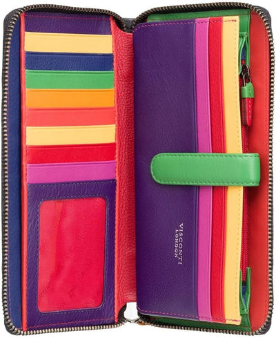 VISCONTI 100% Pur Leder Damen Portemonee RFID Schutz Geldbeutel XL Geldbörse mit Reissverschluss für