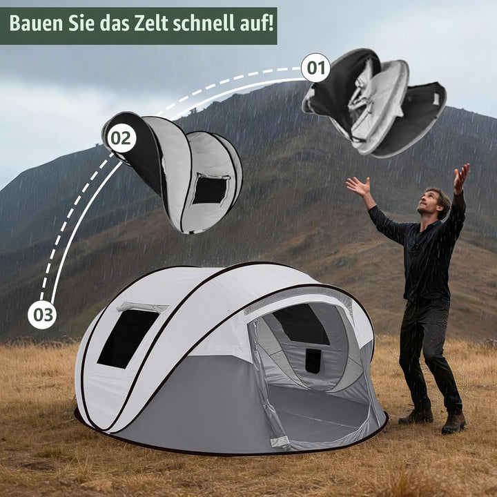 Camping Zelt, Pop Up Zelt 4-5 Personen, Automatisches Aufstellzelt in 3 Sekunden, Wurfzelte Wasserdi