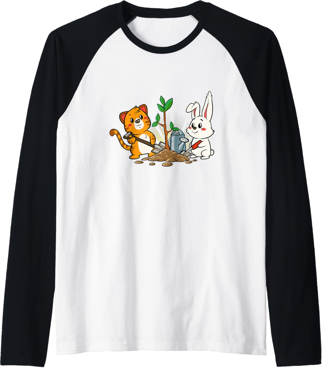 Lustiges Gärtner Kuscheltiere Garten Häschen Pflanzen Katze Raglan