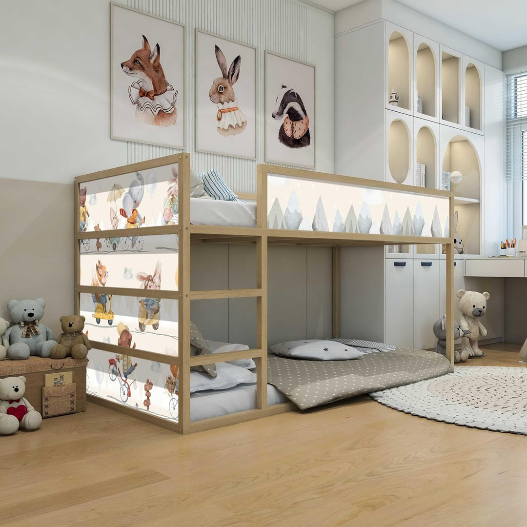 WANDKIND Aufkleber für IKEA KURA Kinderbett Hochbett Klebefolie Möbelfolie Sticker Kinderzimmer fröh