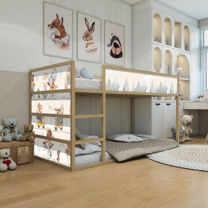 WANDKIND Aufkleber für IKEA KURA Kinderbett Hochbett Klebefolie Möbelfolie Sticker Kinderzimmer fröh