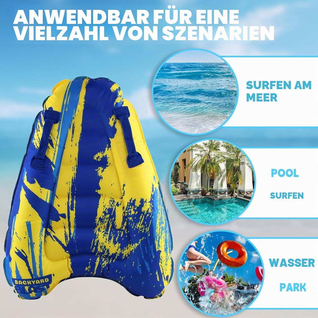 Aufblasbares Bodyboard Kinder, Shyllin Tragbares Aufblasbares Surfbrett mit Griffen, Lernen Hilfsmat