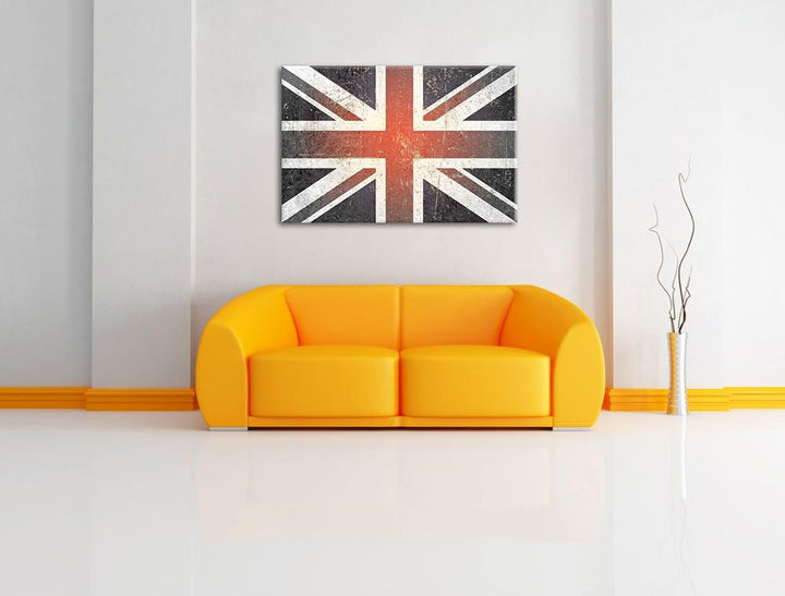 Pixxprint British Union Jack B&W, Grösse: 120x80cm, Leinwandbild, fertig gespannt, Wandbild, Dekorat
