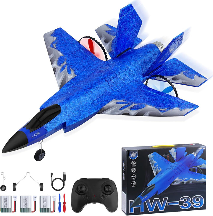 Henakmsl RC Flugzeug 2CH RC Flugzeug Spielzeug HW39 Fighter 2.4GHz Ferngesteuertes Flugzeug RTF für