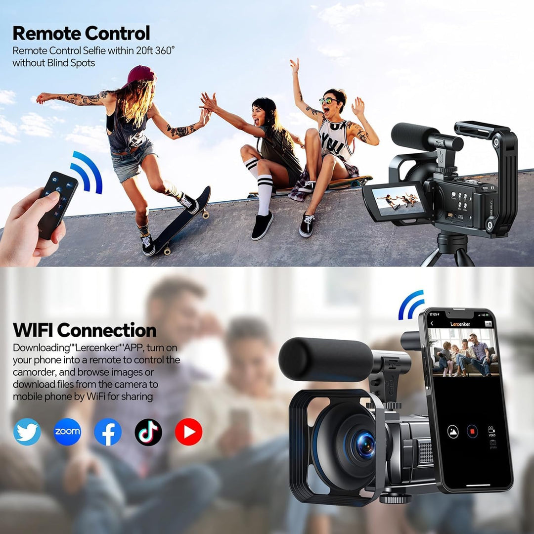 Videokamera Camcorder 5K 56MP Vlogging Kamera für YouTube, WiFi, IR Nachtsicht, 16X Digitalzoom, 270