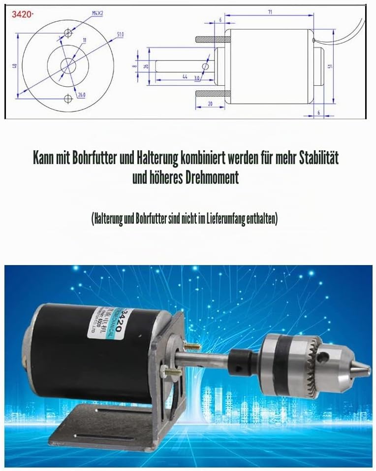 12 / 24V 30W Permanentmagnet-Gleichstrommotor, Hochgeschwindigkeits-CW/CCW-Permanentmagnet-Gleichstr