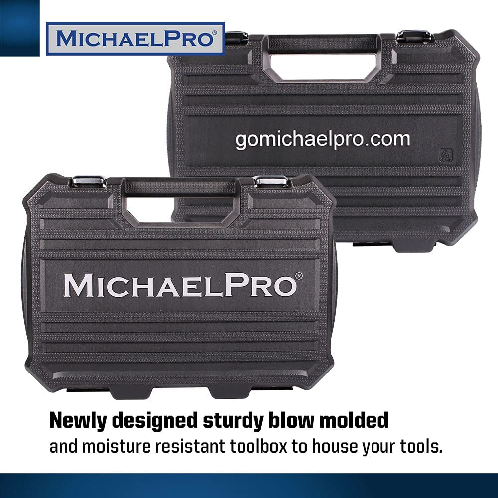 MichaelPro 3/8" Dr.72T Steckschlüssel-Ratschenschlüssel-Set mit metrischen Stecknüssen und Bits, Wob