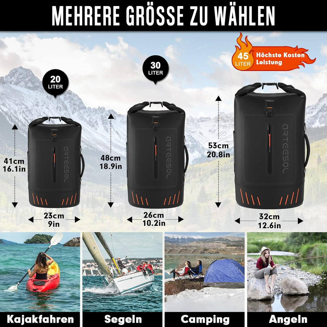 Blackace arteesol Wasserdichter Rucksack - Dry Bag 20L 30L 40L 45L Wasserfester Rucksack Seesack Was